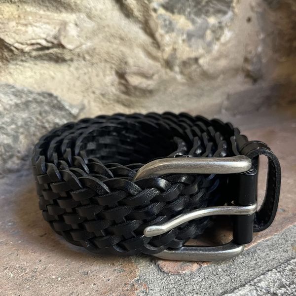 2. 3.5cm Braided Belt Black BRASS Workshop ctr100