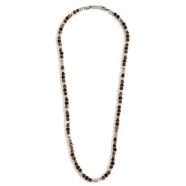 1. Lava stone and tiger eye necklace black Marlù Gioielli 1co0005