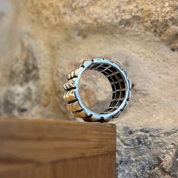 2. Studded ring silver grey BRASS Workshop 25an01