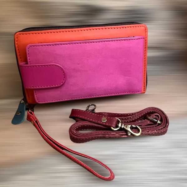 6. Portafogli tracolla R11 fucsia/arancione BRASS Workshop pri11