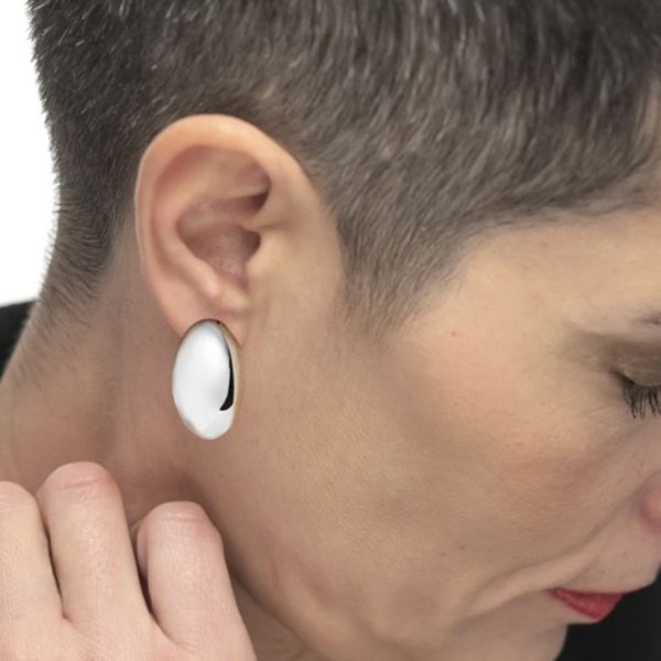 1. Oval Button Earrings steel grey Marlù Gioielli 33or0096