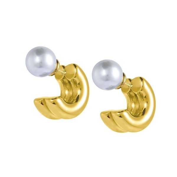 1. Double hoop pearl earrings 2 gold Marlù Gioielli 33or0082