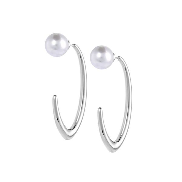 3. Open oval earrings with pearl steel gray Marlù Gioielli 33or0078