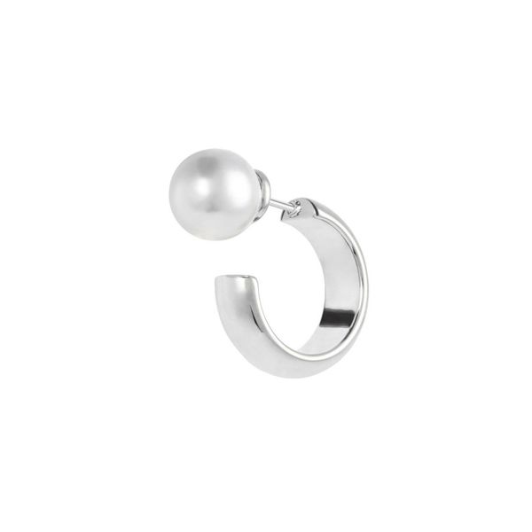 4. 1.5cm hoop earrings with pearl clasp steel grey Marlù Gioielli 33or0071