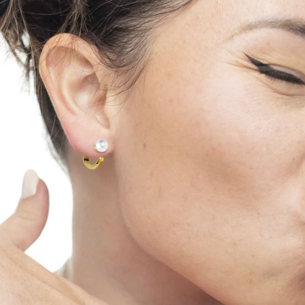 3. 1.5cm hoop earrings with pearl clasp gold Marlù Gioielli 33or0071