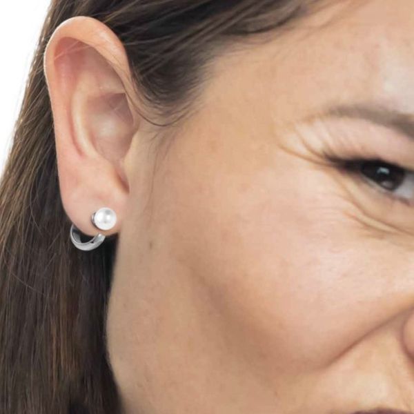 2. 1.5cm hoop earrings with pearl clasp steel grey Marlù Gioielli 33or0071