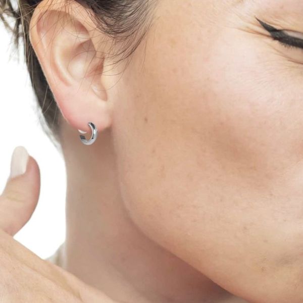 3. 1.5cm hoop earrings with pearl clasp steel grey Marlù Gioielli 33or0071