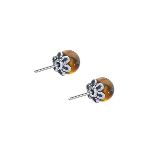 1. Orecchini copri lobo sfera in pietra marrone Marlù Gioielli 13or026