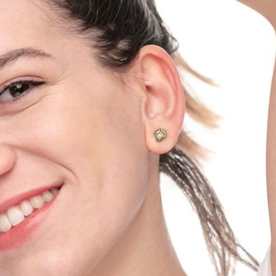 2. Striped shell earrings gold Marlù Gioielli 18or115