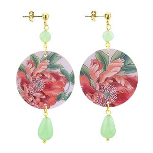 Small pink flower earrings jade green LEBOLE GIOIELLI