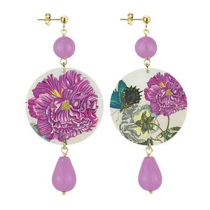 Orecchini fiore e farfalla classico viola chiaro LEBOLE GIOIELLI