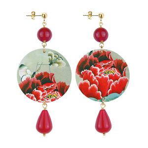 Classic light background red flower earrings ruby LEBOLE GIOIELLI