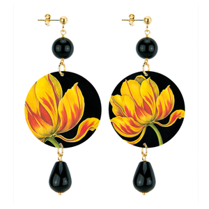 Orecchini fiore giallo classico nero LEBOLE GIOIELLI