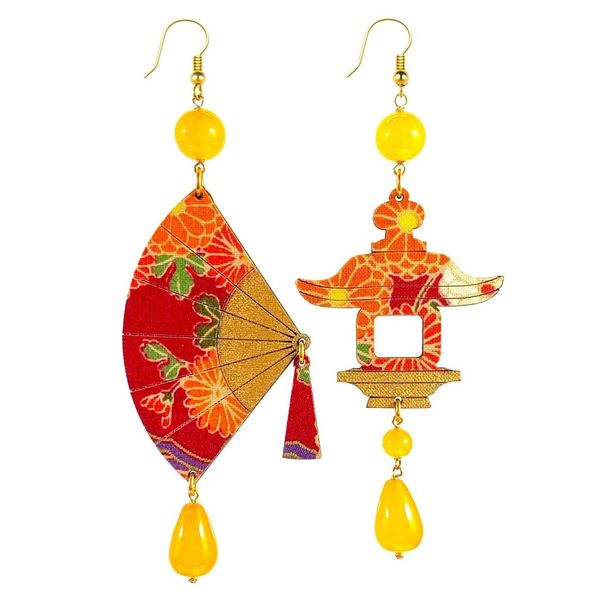 Orecchini Kimono Lunghi In Seta E Perle - Argento Galvanizzato Oro - Made In Italy 10,5 Cm - 3