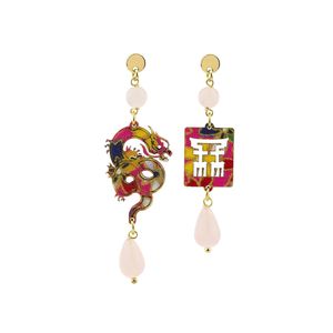 Mini Pink Dragon Earrings pink LEBOLE GIOIELLI