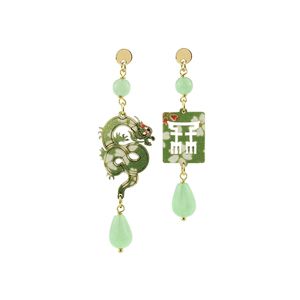 Mini Green Jade Dragon Earrings jade green LEBOLE GIOIELLI