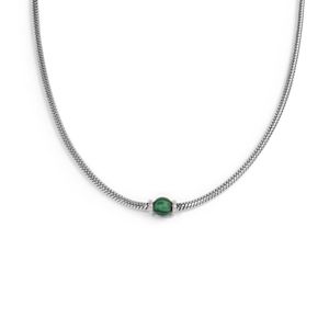 Round snake necklace with sphere green Marlù Gioielli