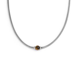 Collana snake tondo con sfera marrone Marlù Gioielli