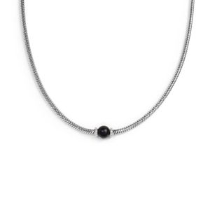 Round snake necklace with sphere black Marlù Gioielli