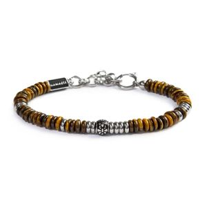 Bracciale dischetti pietra e acciaio marrone Marlù Gioielli