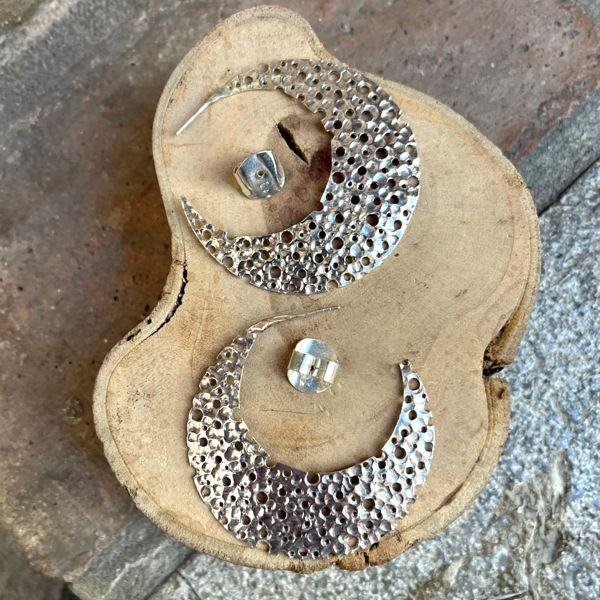 1. Eclipse Earrings silver gray BRASS Workshop 25or08