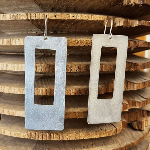 3. Rectangle earrings silver gray BRASS Workshop 25or09