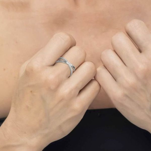2. Crossed ring steel grey Marlù Gioielli 31an0014w