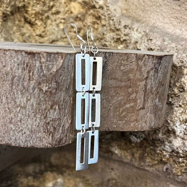 1. Orecchini pendenti 3 elementi grigio argento BRASS Workshop 25or15