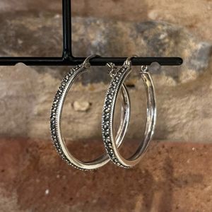 2. Marcasite hoop earrings silver grey BRASS Workshop 25or13