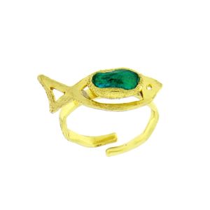 Anello pesce verde acqua KALLIOPE Handmade Jewelry
