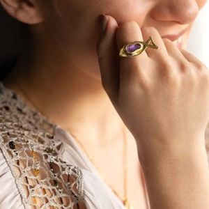 Anello pesce viola KALLIOPE Handmade Jewelry