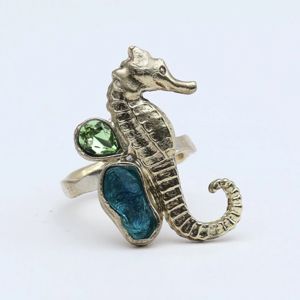 Anello Sea Horsey verde KALLIOPE Handmade Jewelry