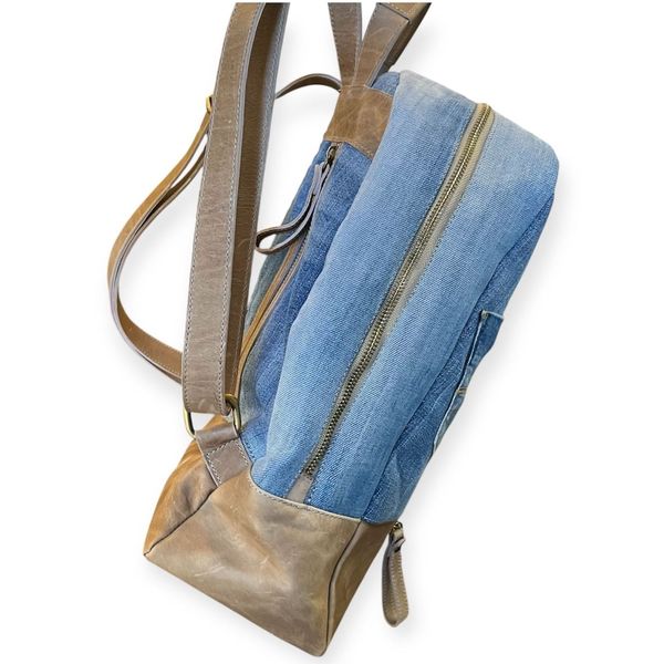 2. Zaino Comb pelle e jeans Beige BRASS Workshop z890
