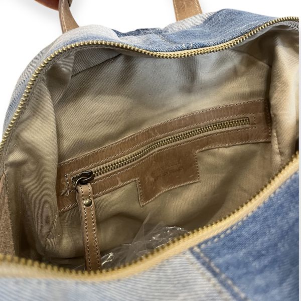 1. Zaino Comb pelle e jeans Beige BRASS Workshop z890