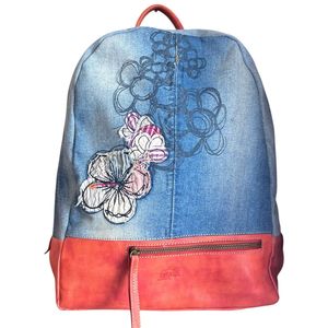 1. Zaino Comb pelle e jeans Arancione
