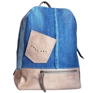 4. Zaino Comb pelle e jeans Beige