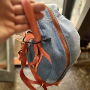 2. Zaino Comb pelle e jeans Arancione
