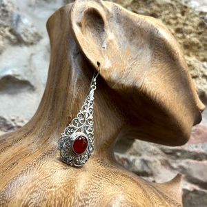 Oval carnelian drop earrings carnelian BRASS Workshop