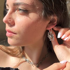 4. Octopus earrings mother of pearl paua silver grey BRASS Workshop 25or20
