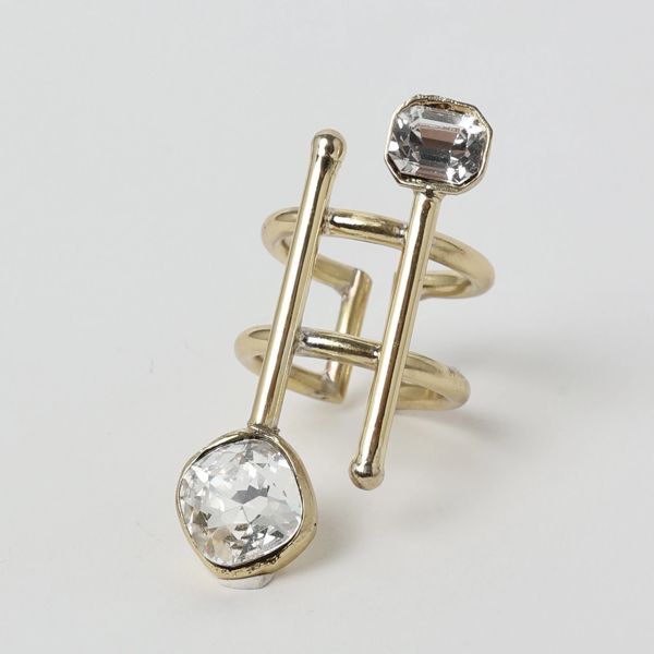 2. Royal Asymmetric Ring white KALLIOPE Handmade Jewelry gd1800b