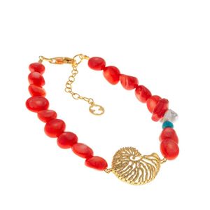 Bracciale pietre e conchiglia rosso Arteon