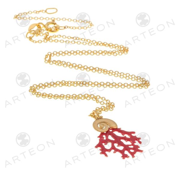 2. Collana catena ramo corallo smaltato oro Arteon 34076-046