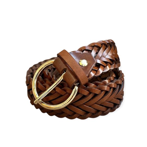1. 3.5cm Braided Belt Brown BRASS Workshop cisp02