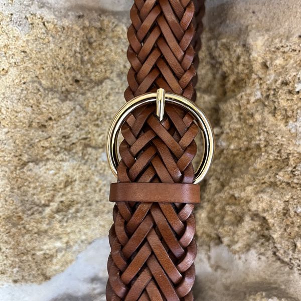 2. 3.5cm Braided Belt Brown BRASS Workshop cisp02