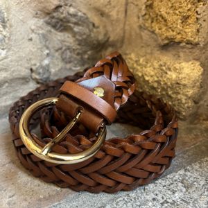 4. 3.5cm Braided Belt Brown