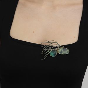 Earthpulse pin aqua resin KALLIOPE Handmade Jewelry