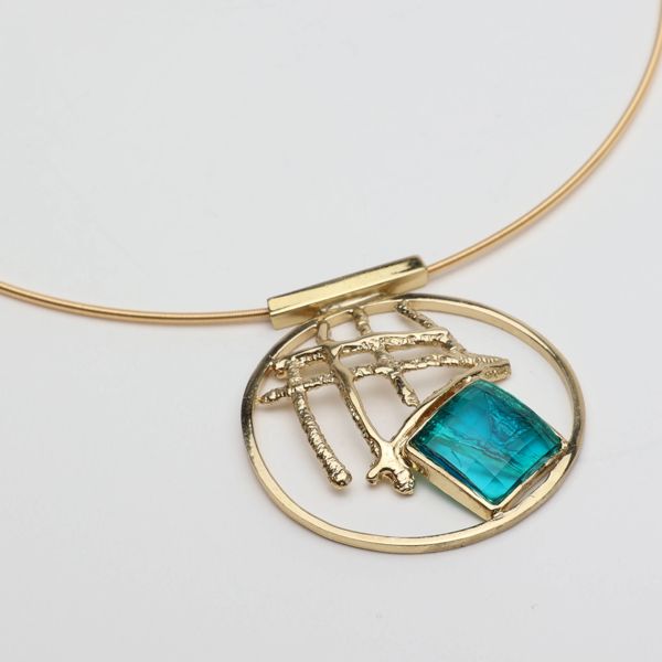 1. Orbital Gold Necklace blue KALLIOPE Handmade Jewelry gk1779a