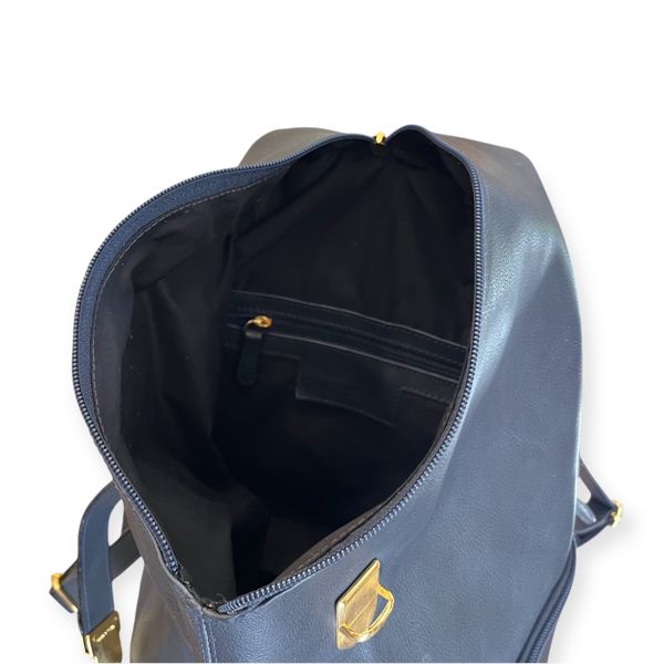 4. Backpack with flap closure Blue BRASS Workshop z885