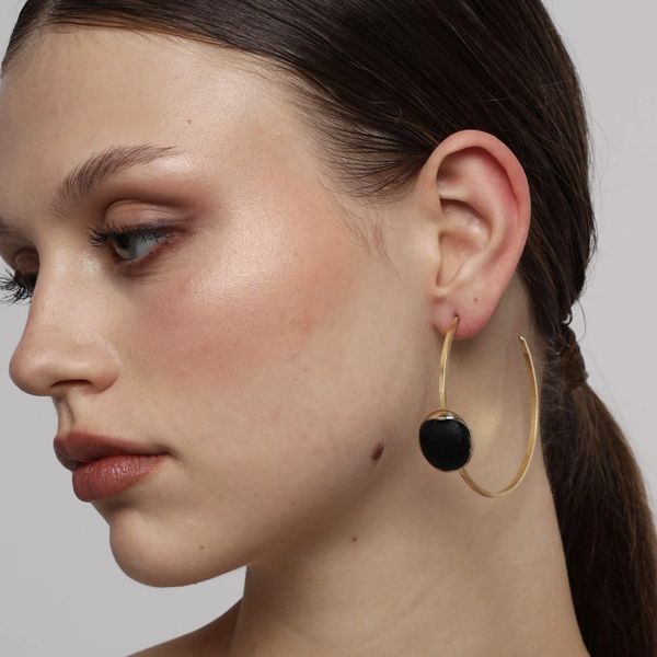 1. Orecchini cerchi Stonekiss nero KALLIOPE Handmade Jewelry gs1830c