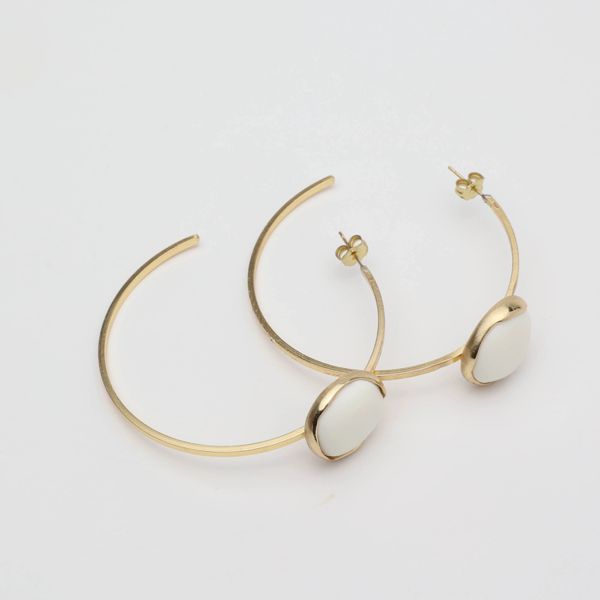 1. Stonekiss hoop earrings ivory KALLIOPE Handmade Jewelry gs1830c